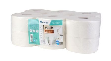 Toaletní papír "Fine Mini Jumbo", bílá, 2 vrstvý, průměr 19 cm, VICTORIA HYGIENE 812527
