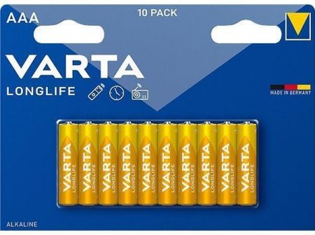 Baterie "Longlife", AAA, 10 ks, bez plastu, VARTA 4103101761