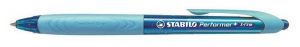Kuličkové pero "Performer+", modré tělo, 0,38m, stiskací mechanismus, STABILO, modrý ink.
