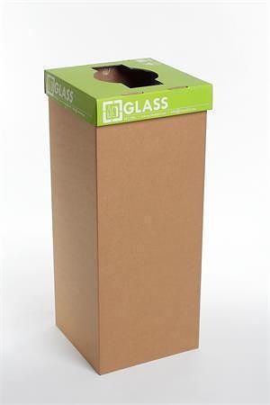 Odpadkový koš na tříděný odpad "Office", zelená, recyklovaný, anglický popis, 60 l, RECOBI