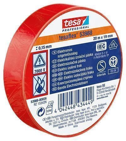 Izolační páska "Professional 53988", červená, 19 mm x 20 m, TESA