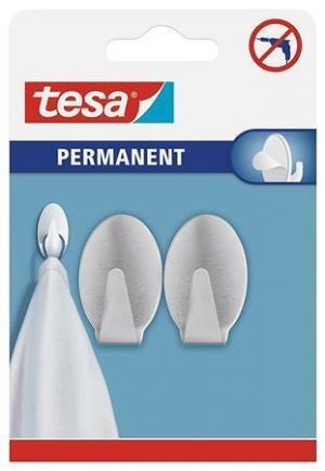 Háčky "66611", matný kov, samolepicí, velikost L, ovál, TESA