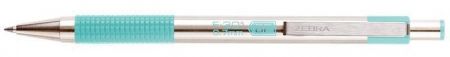 Kuličkové pero "F 301", modrá, 0,24 mm, green tělo z nerezové oceli, ZEBRA 90704