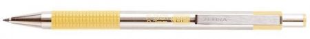 Kuličkové pero "F 301", modrá, 0,24 mm, žluté tělo z nerezové oceli, ZEBRA 90705