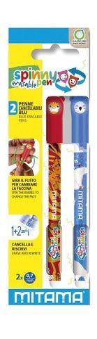 Roller "Spinny Pen", 0,7/0,35mm, vymazatelný, 2ks, červená+modrá, MITAMA 63811-90160