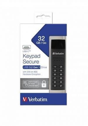 USB Flash disk "Keypad Secure", USB-C 3.1 GEN1, 32GB, šifrovaný heslem, 160/130Mb/s, VERBA