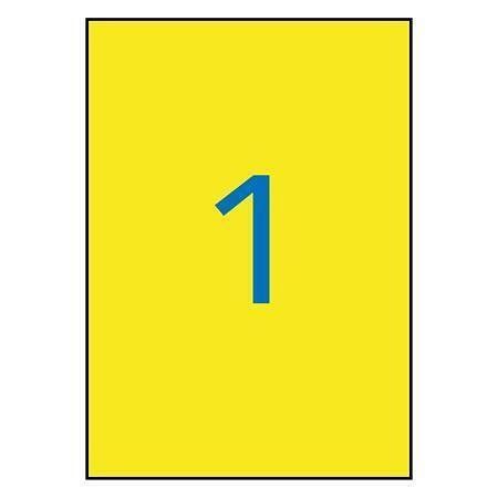 Etiketa, žlutá, 210 x 297mm, voděodolná, polyester, 20ks/bal., APLI