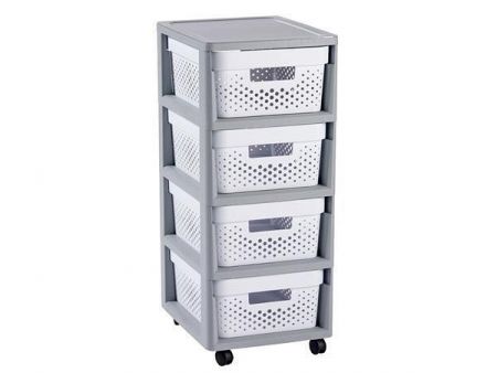 Zásuvkový regál "Infinity", šedá-bílá, 4x 11 l, recyklovaný plast, CURVER 231556