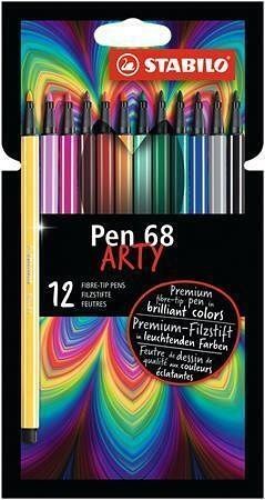 Fixy "Pen 68 ARTY", 12 různých barev, 1 mm, STABILO
