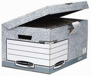 Archivační kontejner "BANKERS BOX® SYSTEM", šedá, uzaviratelné víko, karton, FELLOWES