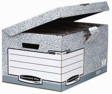 Archivační kontejner "BANKERS BOX® SYSTEM", šedá, uzaviratelné víko, karton, FELLOWES
