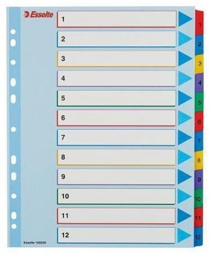 Zesílené rejstříky "Standard", popisovatelná titulní str., mix barev, karton, A4 Maxi, 1-1