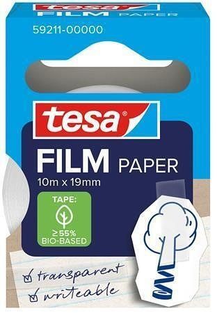 Lepicí páska "Tesafilm", transparentní, popisovatelná, papírová, 19 mm x 10 m, TESA 59211-