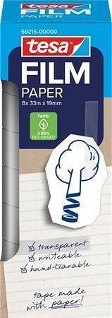 Lepicí páska "Tesafilm", transparentní, popisovatelná, papírová, 19 mm x 33 m, 8 ks/balení