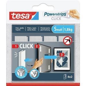 Samolepicí proužky "Powerstrips CLICK", se suchým zipem, velikost S, TESA 77720-00003-00