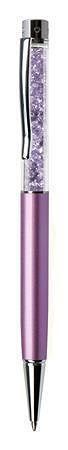 Kuličkové pero s krystaly "MADE WITH SWAROVSKI ELEMENTS", světle purpurová, 14cm