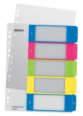 Celoplastové rejstříky "Wow", A4 Maxi, 1-5, LEITZ