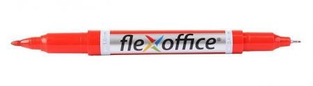 Permanentní popisovač "PM01", červená, 0,4/1,0mm, kužel.hrot, oboustranný, FLEXOFFICE