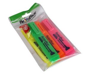 Zvýrazňovač "HL05", 4 barvy, 1-4,0 mm, FLEXOFFICE