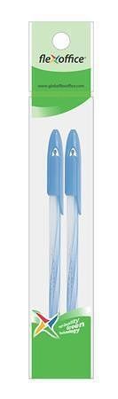 Kuličkové pero "Candee", modrá, 0,3 mm, 2ks/blister, s uzávěrem, FLEXOFFICE
