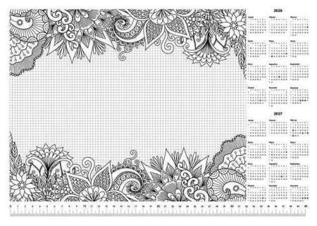 Podložka na stůl "Květy", A3, 410x275 mm, s omalovánkou, PANTA PLAST