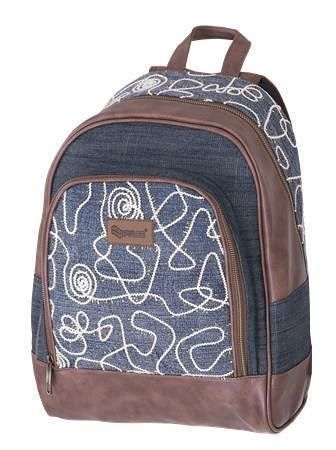 Batoh "Jeans Glossy", modrá-hnědá, PULSE 