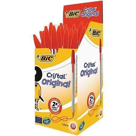 Kuličkové pero "Cristal Original", červená, 0,32 mm, s víčkem, BIC 8373619