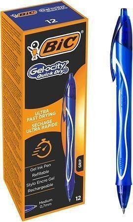 Gelové pero "Gel-ocity Quick Dry", modrá, 0,3 mm, výsuvné, BIC 950442
