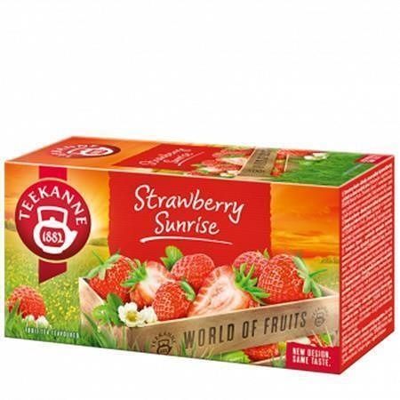 Čaj, ovocný, 20x2,5 g, TEEKANNE "Srawberry Sunrrise", jahoda