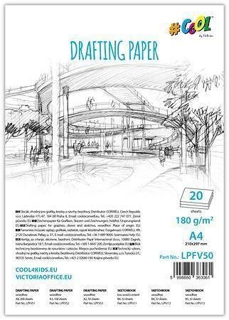Papír na technické výkresy, čtvrtky, A4, 20 listů, VICTORIA 