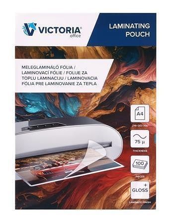 Laminovací fólie, lesklá, A4, 75 micron, VICTORIA