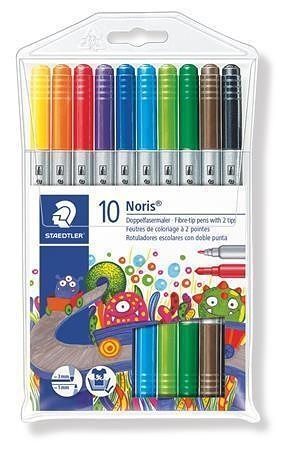 Fixy "Noris Club 320", 10 barev, sada, 1-3 mm, oboustranné, vypratelné, STAEDTLER