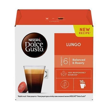 Kapsle do kávovaru, 16 ks, NESCAFÉ "Dolce Gusto Caffé Lungo"