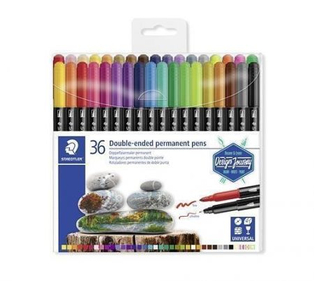 Permanentní popisovače "Twin-tip" sada 36 barev, 0,4/2,0 mm, oboustranné, STAEDTLER