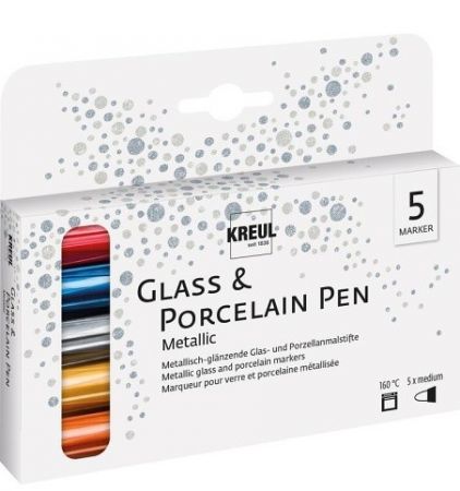 Sada fixů na porcelán "METALLIC" 5 barev, Hobby Line, KREUL