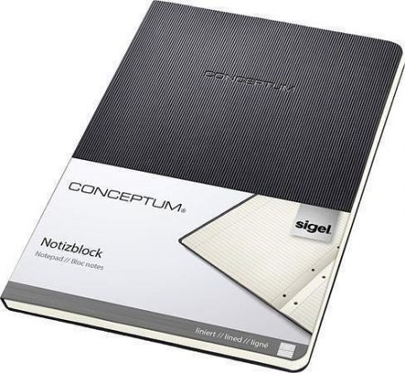 Poznámkový blok "Conceptum", černá, A5, linkovaný, 60 listů, SIGEL