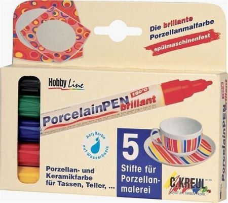 Sada fixů na porcelán "BRILLANT" 5 barev, Hobby Line, KREUL