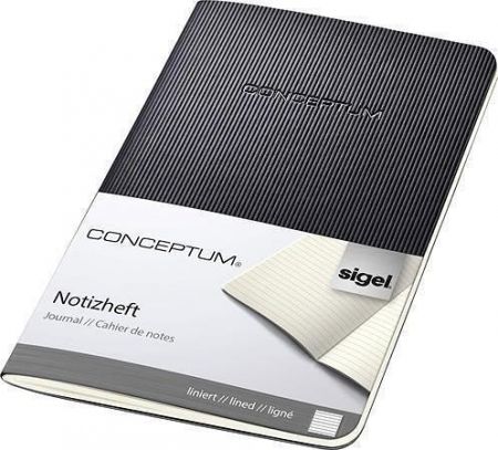 Záznamní knihat "Conceptum", černá, A6, linkovaný, 32 listů, SIGEL