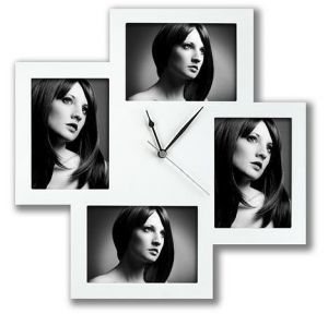 Rámečky na fotky "Bergamo", hodiny, bílá, plast