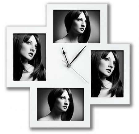 Rámečky na fotky "Bergamo", hodiny, bílá, plast