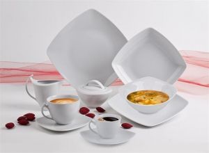 Kávový set "Quadrato", bílá, porcelán, čtvercové, 9 cl, ROTBERG