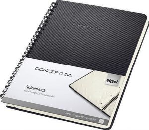 Spirálový blok "Conceptum", exkluzivní, černá, A5, čtverečkovaný, 80 listů, SIGEL
