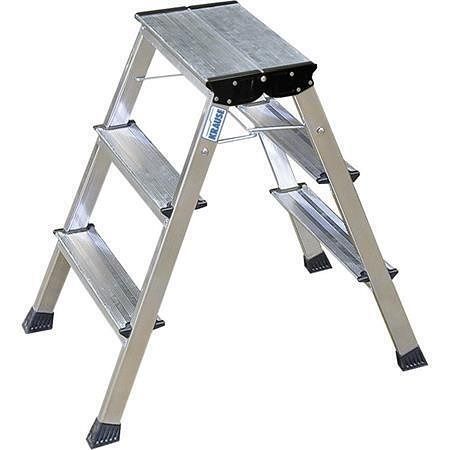 Schůdky s kolečky "Rolly", 2x3 schůdky, s platformou, skládací, hliník, KRAUSE