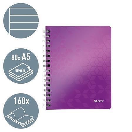 Blok na psaní "Wow", purpurová, A5, linkovaný, LEITZ