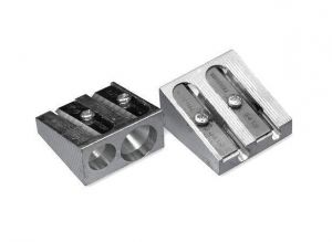 Ořezávátko na dvě tužky, se zásobníkem na odpad, kovové, ICO "Kum"