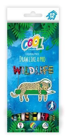 Sada barevných pastelek "Wildlife", 12 různých barev, trojúhelníkový tvar, COOL BY VICTORI