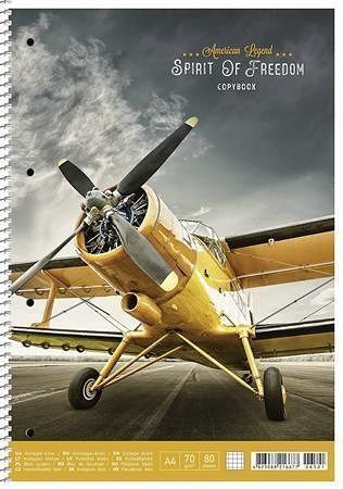 Spirálový sešit "Spirit of Freedom", mix motivů, A4, čtverečkovaný, 80 listů, SHKOLYARYK A