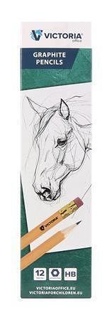 Grafitová tužka s gumou "100", HB, šestihranná, VICTORIA