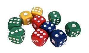 Kostky, mix barev, plast, 10 ks