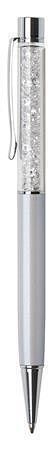 Kuličkové pero SWAROVSKI® Crystals, krémově bílá, bílé krystaly v horní části pera, 14 cm